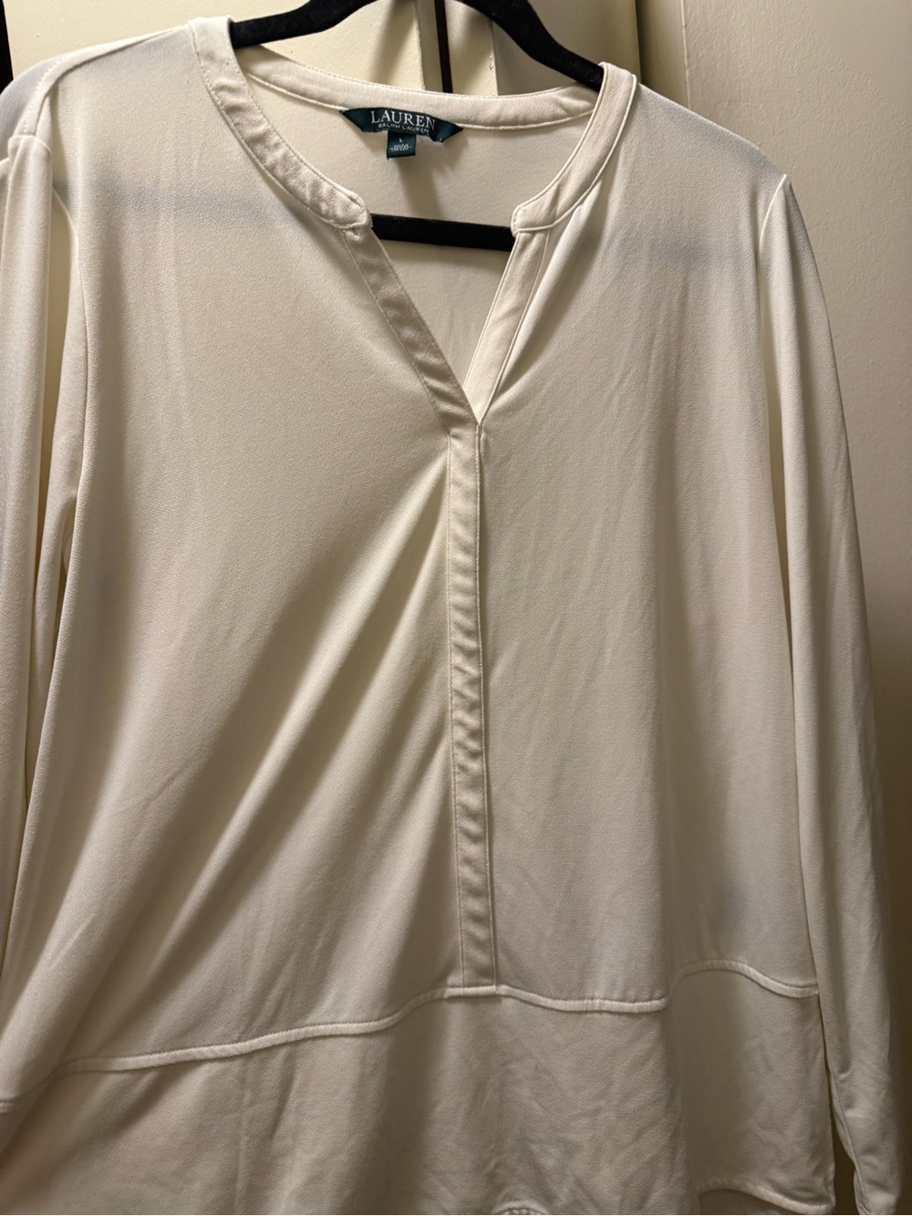 Ralph Lauren Cream Split-Neck Long Sleeve Tunic